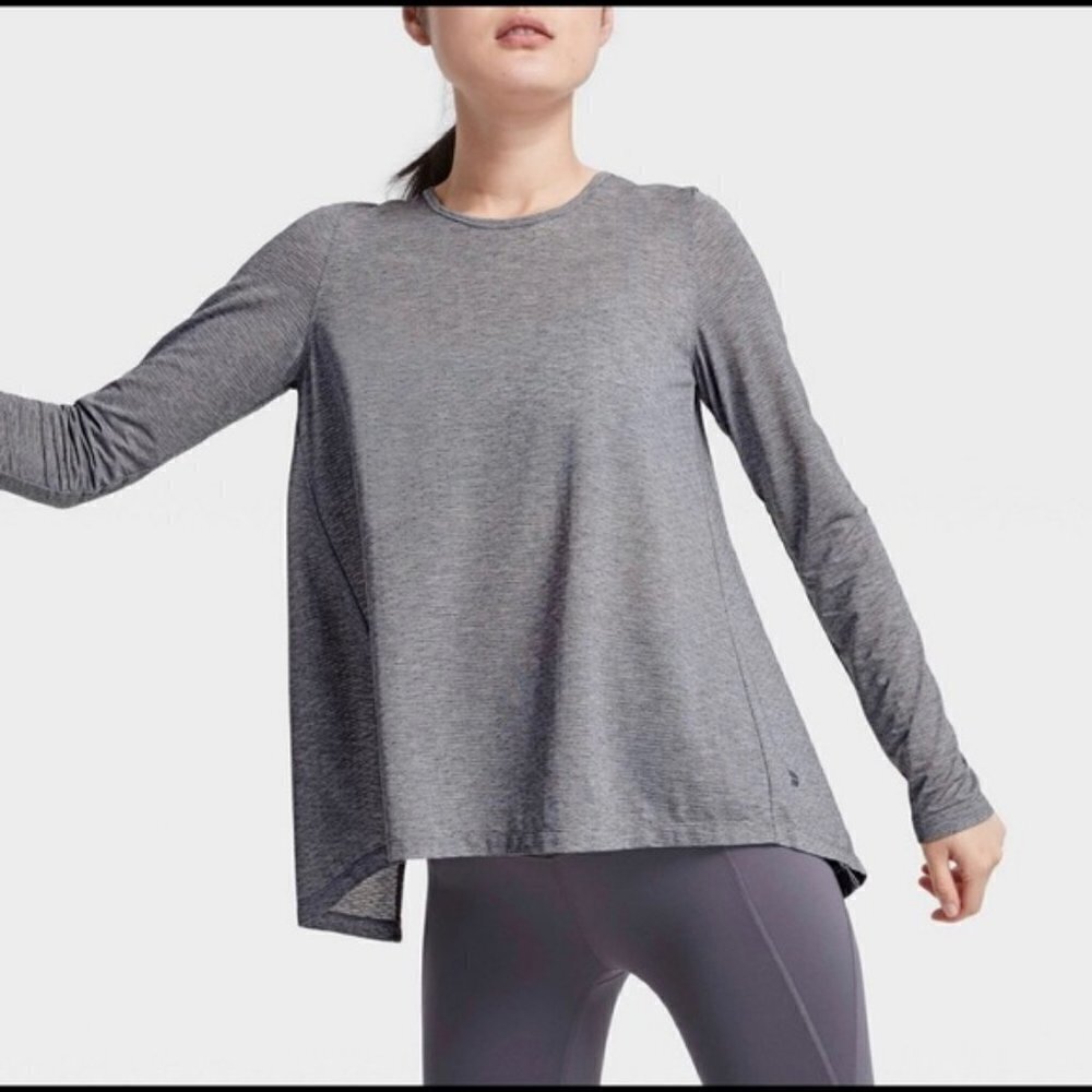 All In Motion Women's Plus Size Gray Space Dye Open Back Athletic Top